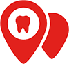 Red map pin with tooth icon