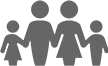 Gray nuclear family holding hands icon